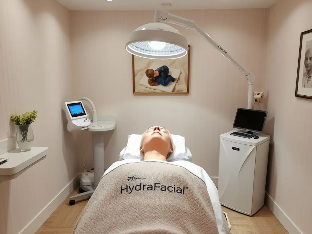 A serene image of a client enjoying a Hydra Facial at Marbella Divine, highlighting the relaxing and rejuvenating aspects of the treatment.