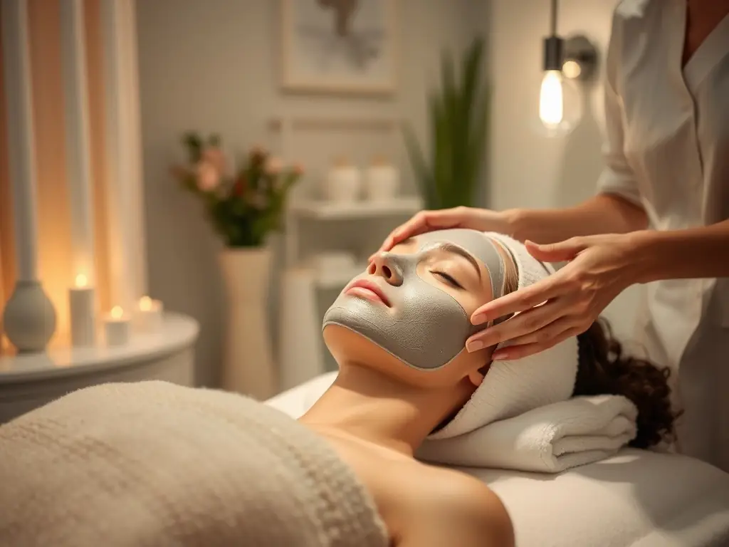 A serene image of a client receiving a rejuvenating facial at Marbella Divine, showcasing the relaxing atmosphere and expert care provided by the salon's aestheticians.