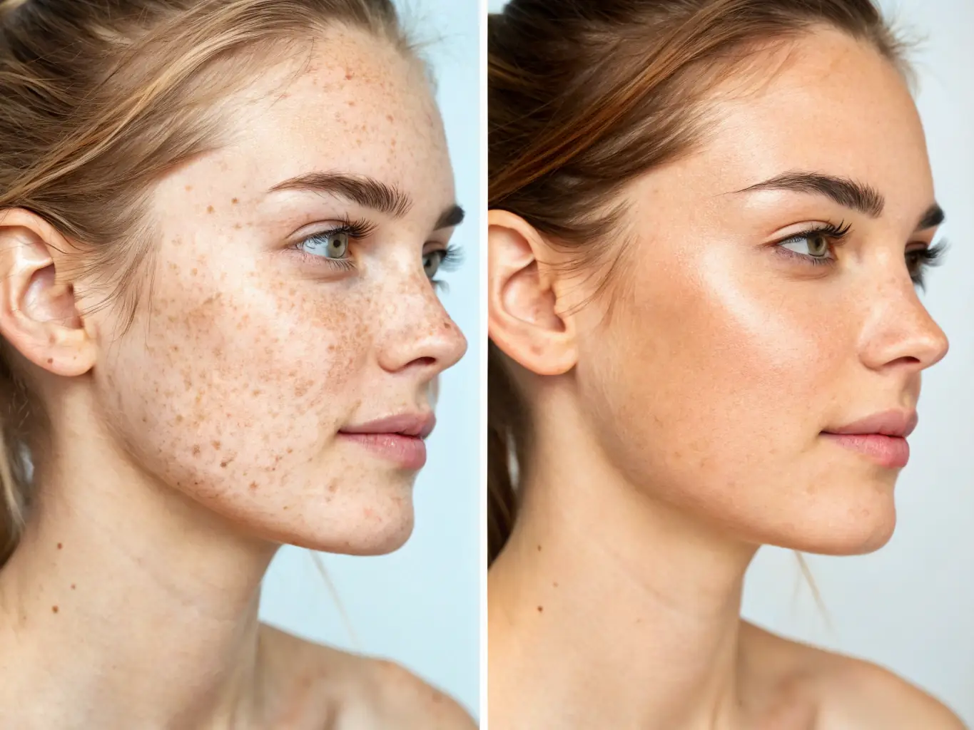 A before-and-after image showcasing the results of a dermaplaning treatment at Marbella Divine, emphasizing the smooth and radiant skin achieved.