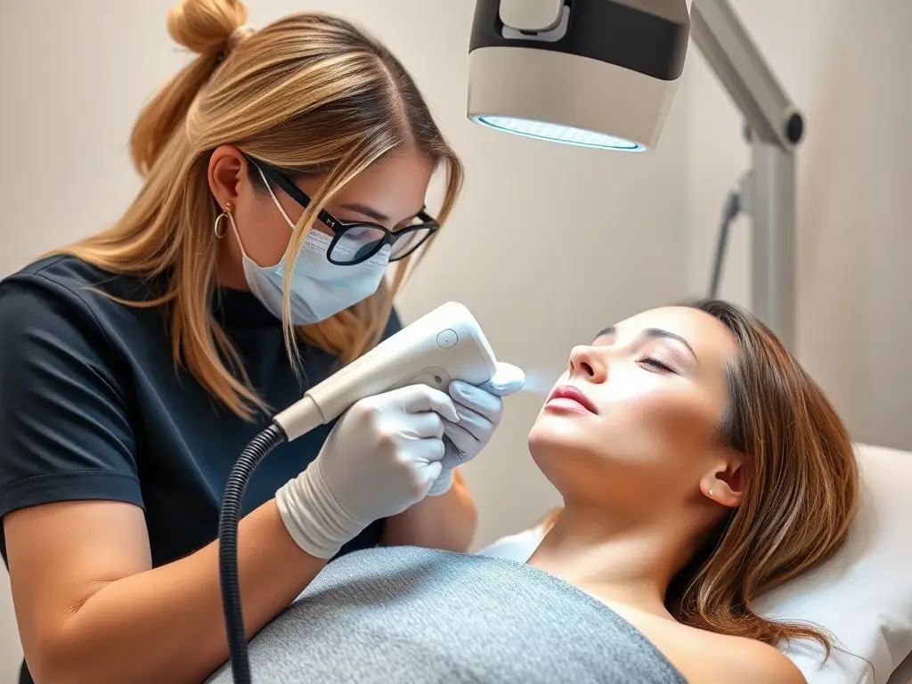A client enjoying a laser hair removal session at Marbella Divine, emphasizing the advanced technology and comfortable environment of the salon.